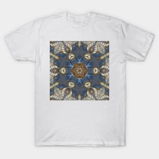 star shaped art nouveau styled pattern in grey brown blue and beige T-Shirt